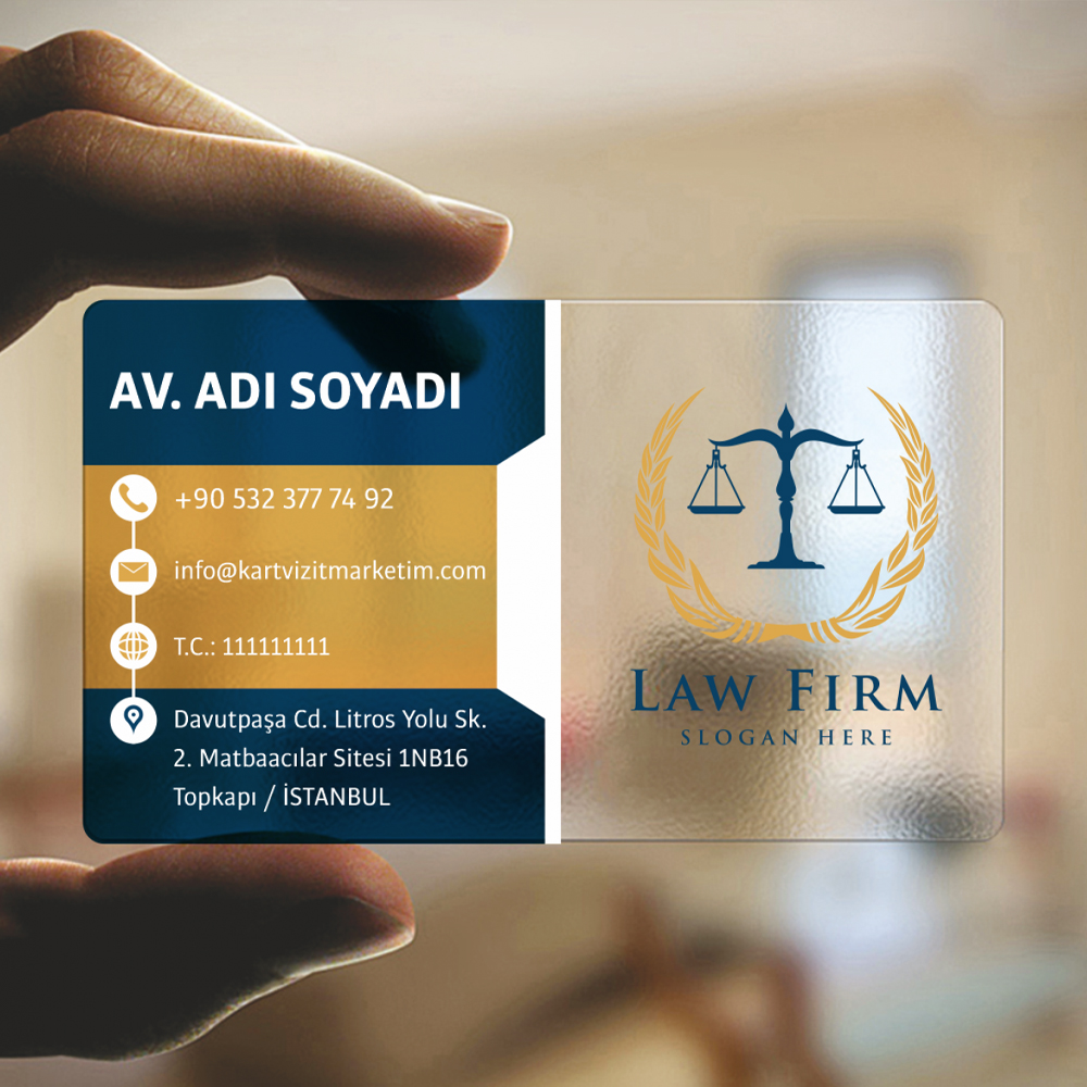 Terazili Şeffaf Avukat Kartvizit