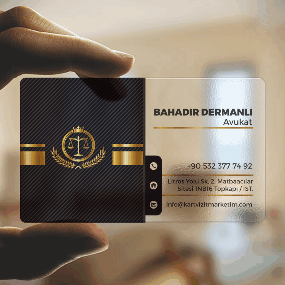 Gold Avukat Şeffaf Kartvizit
