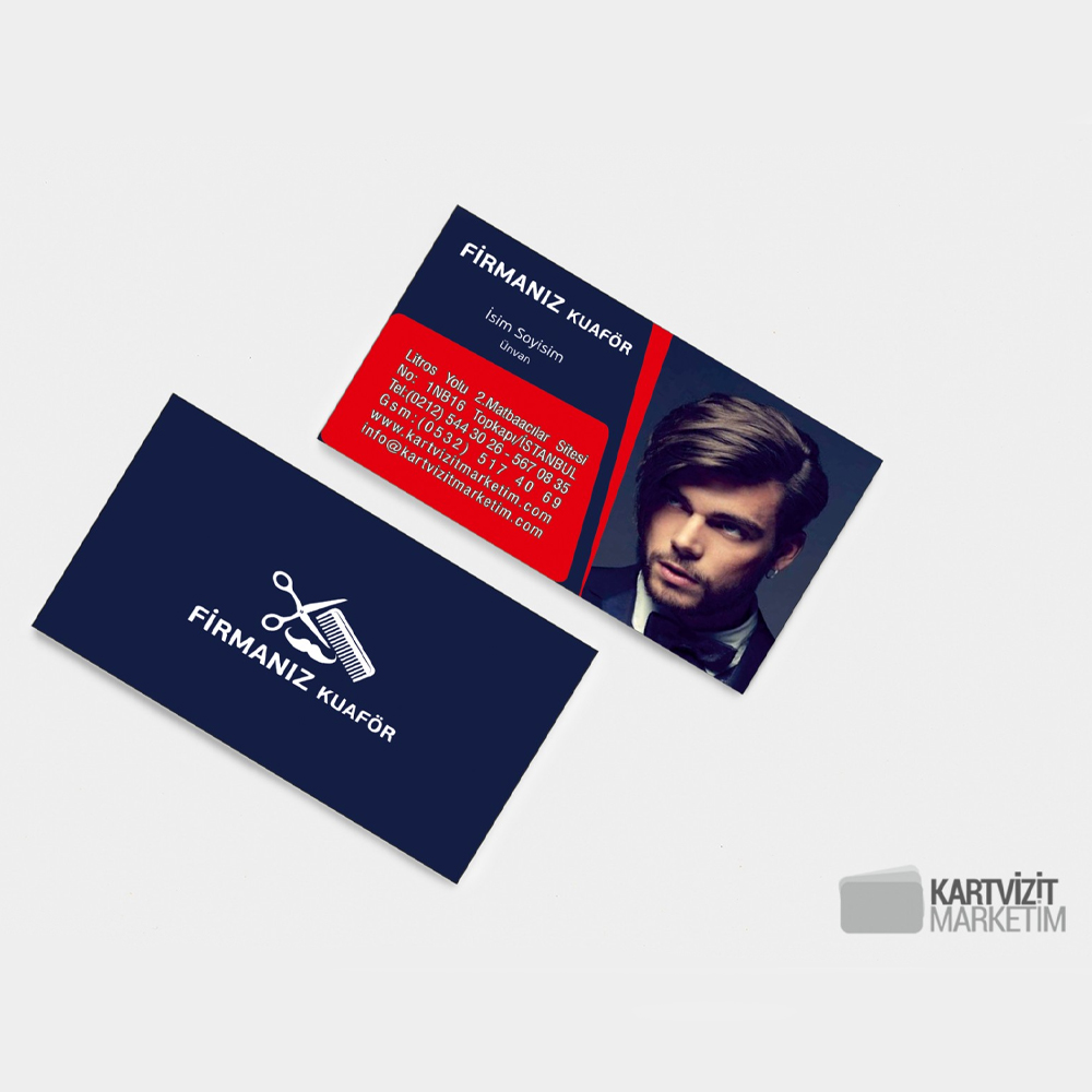 Şık Erkek Kuaför Kartvizit Modeli