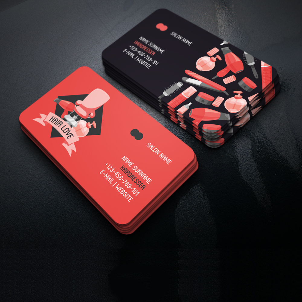 Pembe Siyah Kuaför Kartvizit kfrkrt-1018