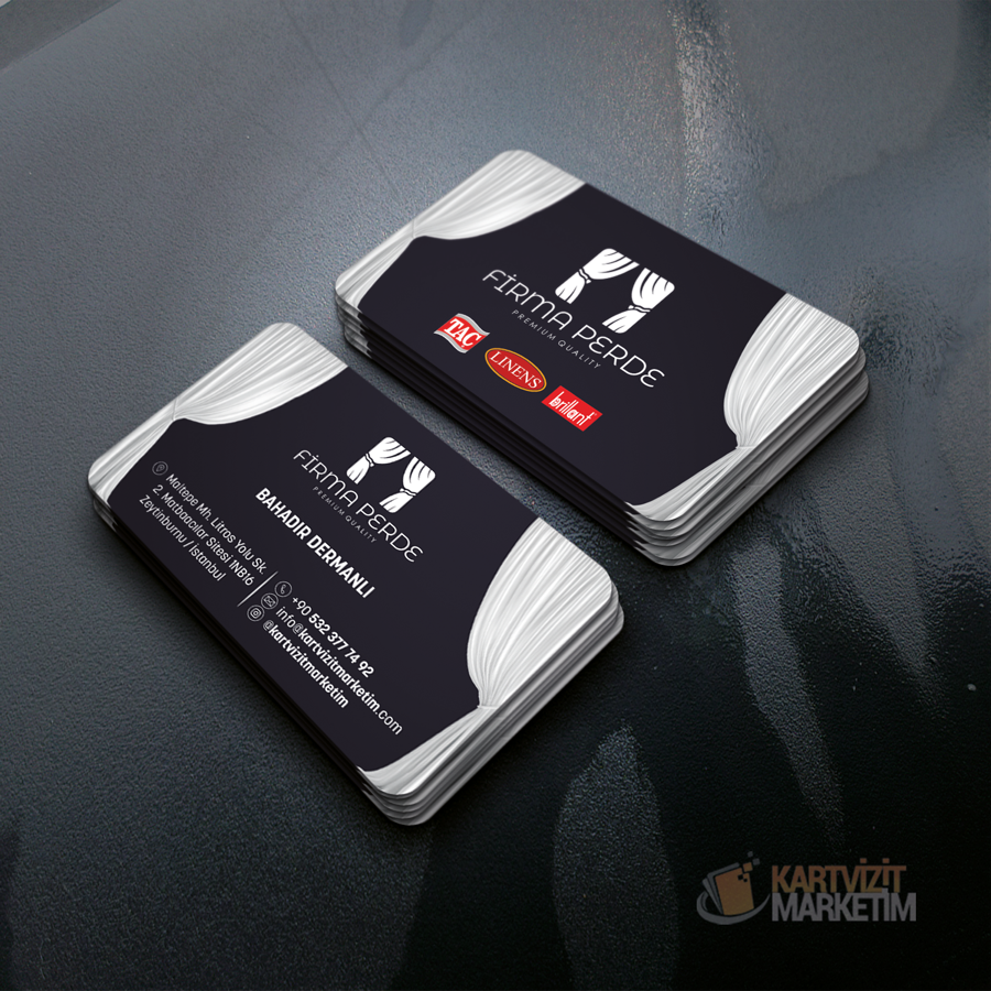 Siyah Beyaz Tül Detaylı Perdeci Kartvizit 1001