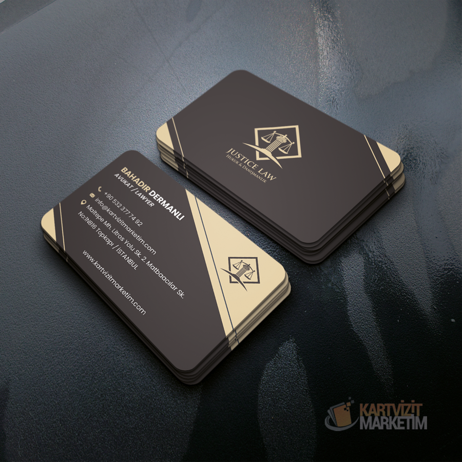 Kahverengi Krem Modern Avukat Kartvizit Modeli Avkrt-1344
