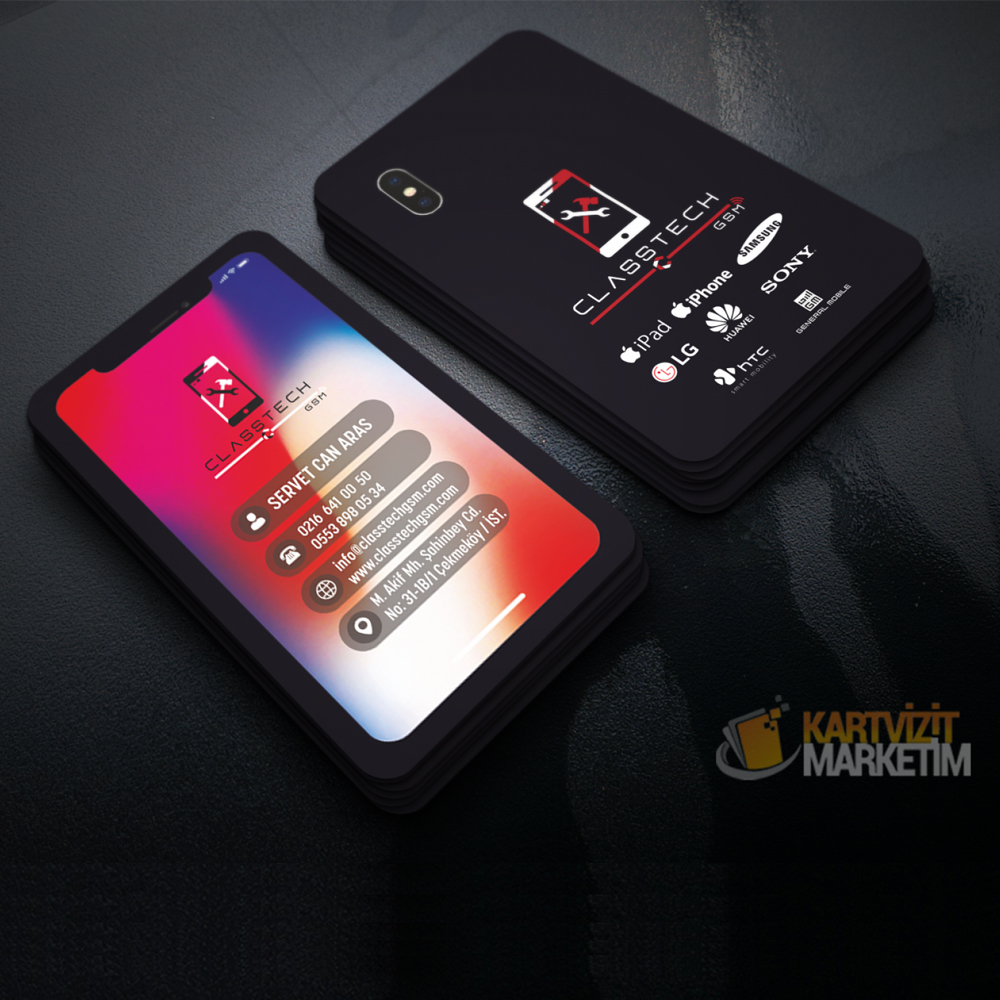 İphone X Şeklinde Telefon Mağaza Kartvizit