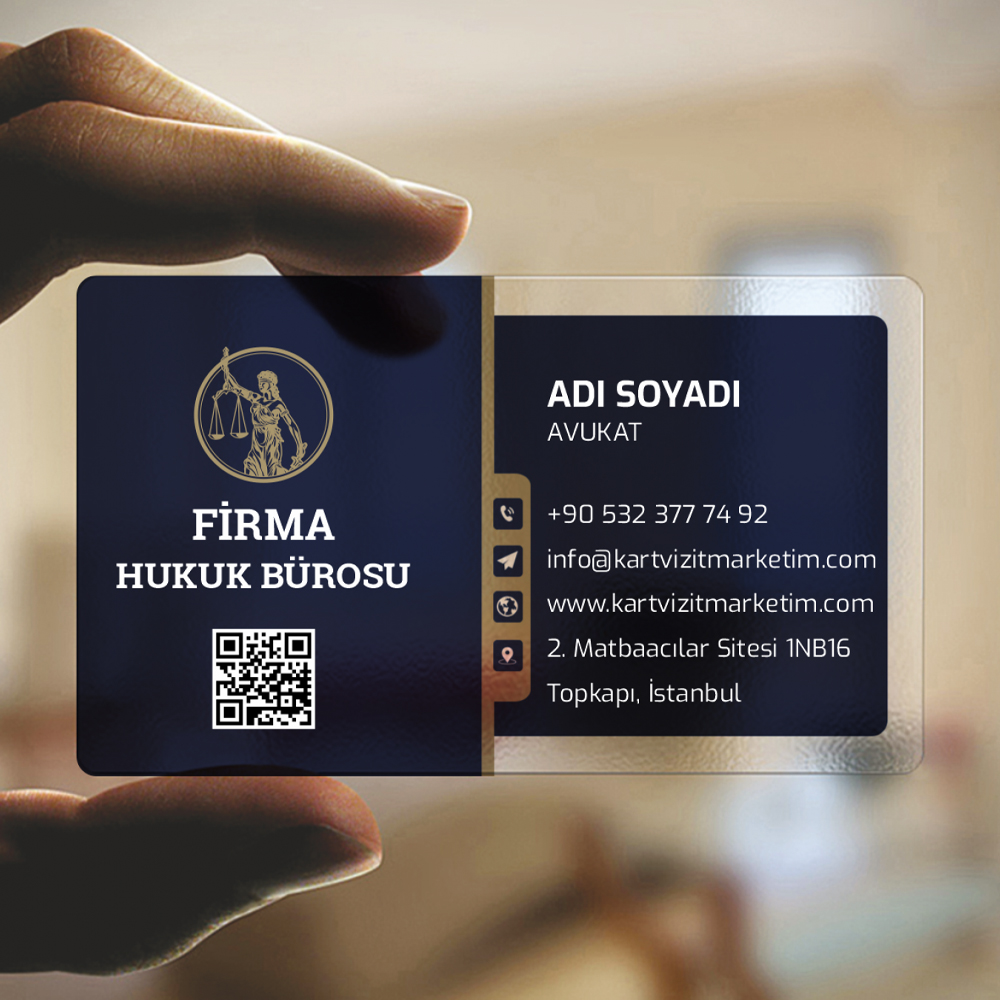 Lacivert Şeffaf Avukat Kartviziti