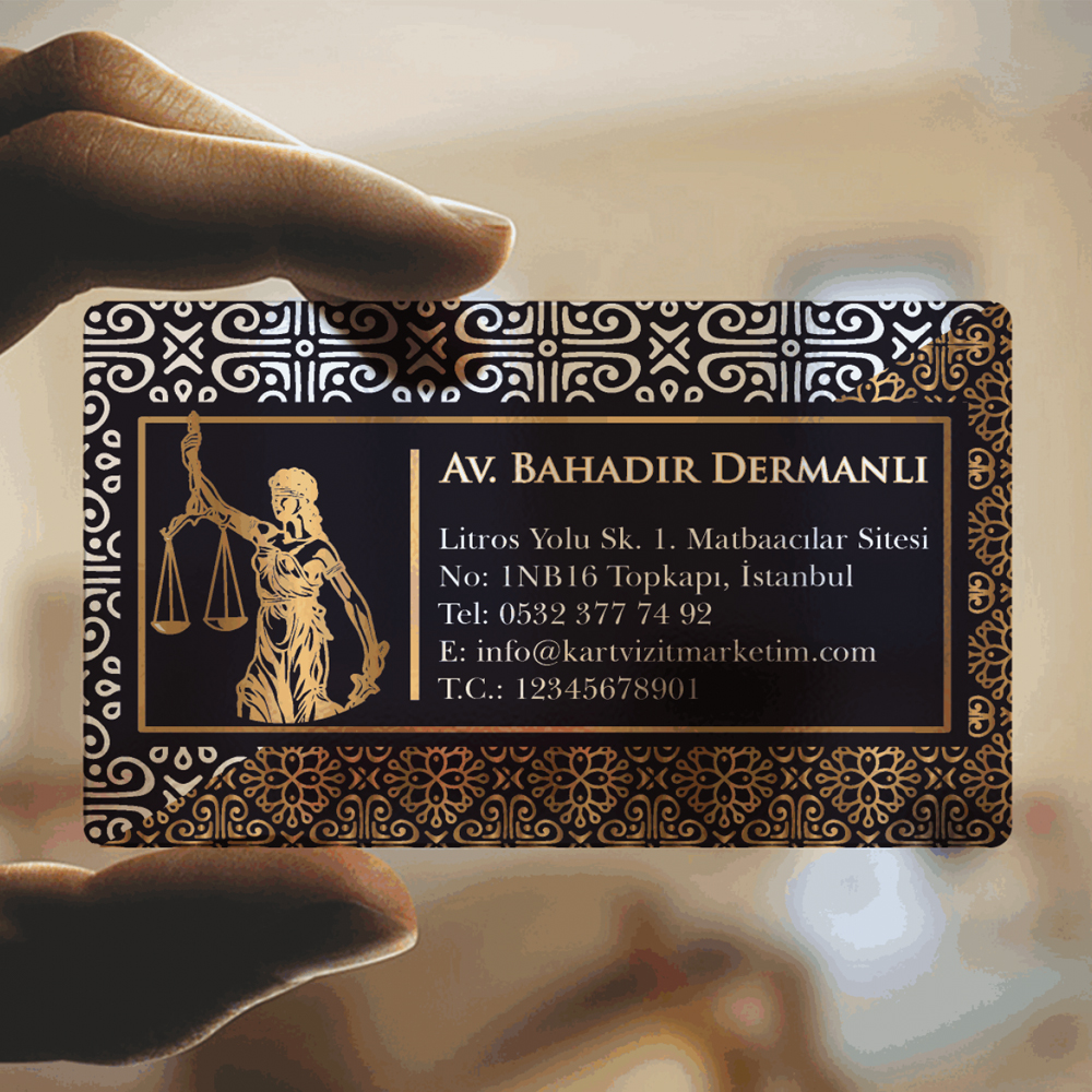 Desenli Şeffaf Avukat Kartvizit