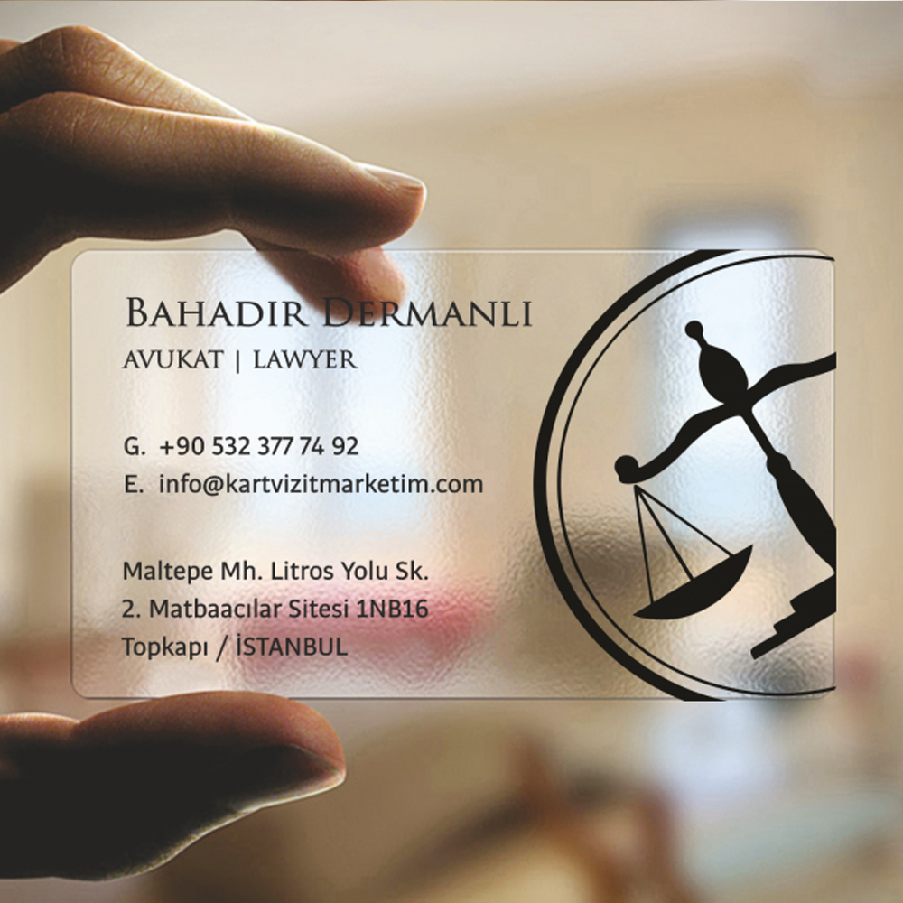 Terazi Detay Şeffaf Avukat Kartviziti