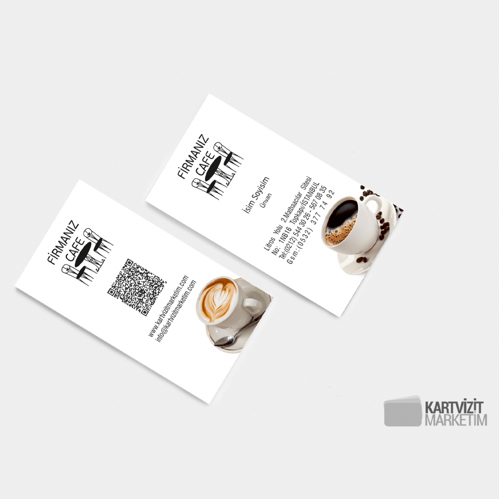 Qr Kodlu Dikey Cafe Kartvizit Modeli
