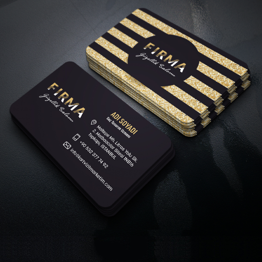 Altın Simli Kuaför Kartvizit kfrkrt-1019