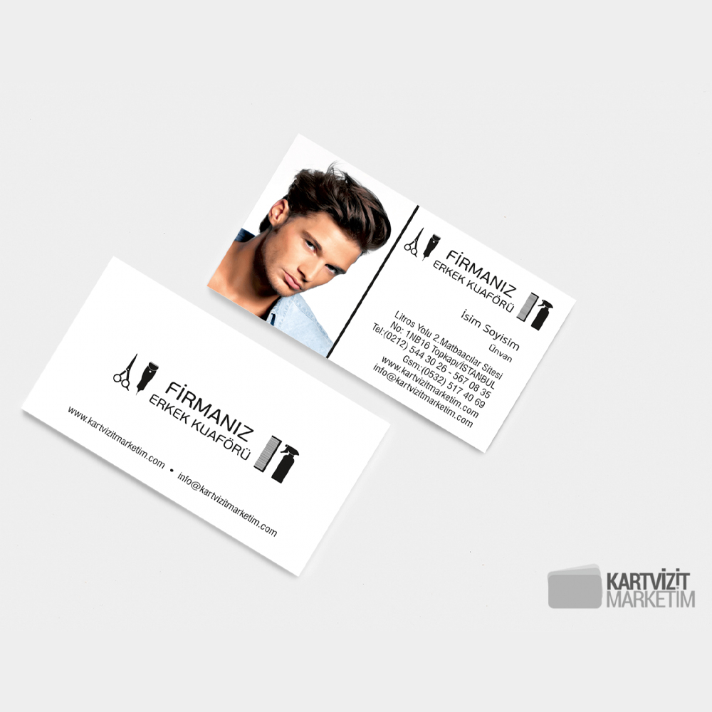 Modern Tasarım Erkek Kuaför Kartvizit Modeli