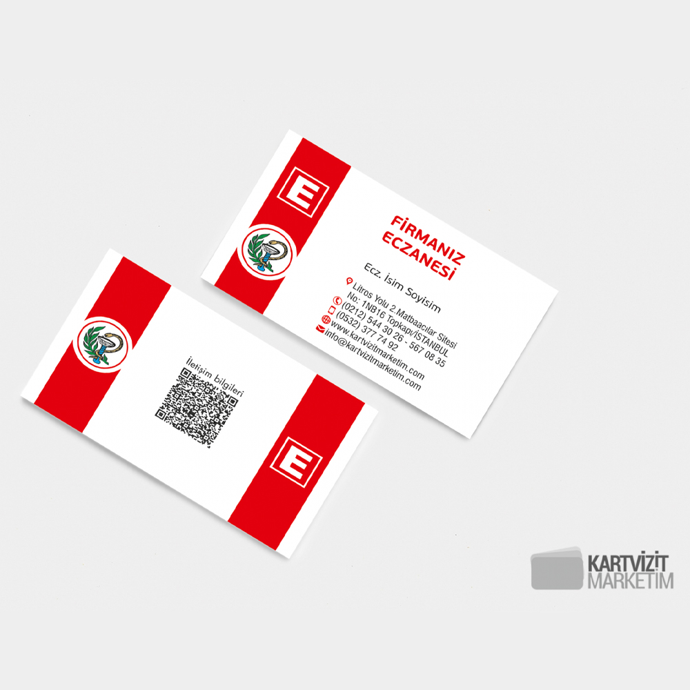 QR Kodlu Eczane Kartvizit Modeli