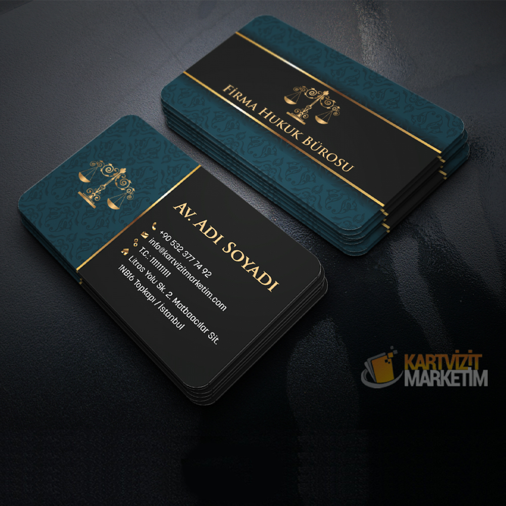 Mavi Siyah Premium Avukat Kartvizit Avkrt-1207