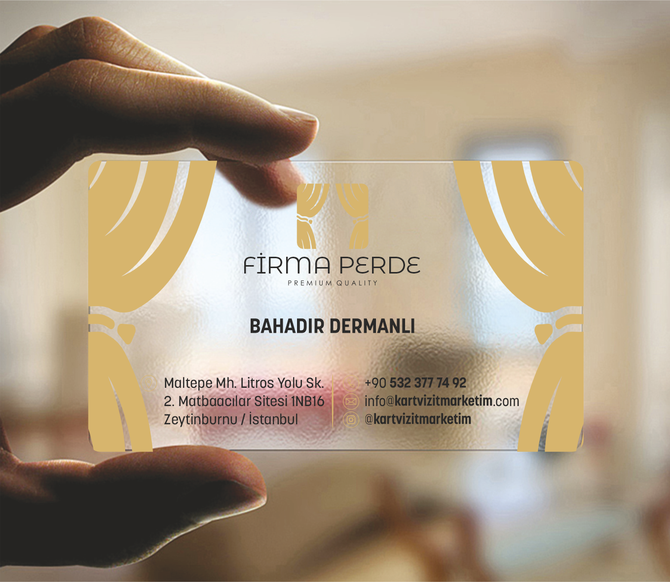 Dore Perde Firması Şeffaf Kartvizit Modeli 1003