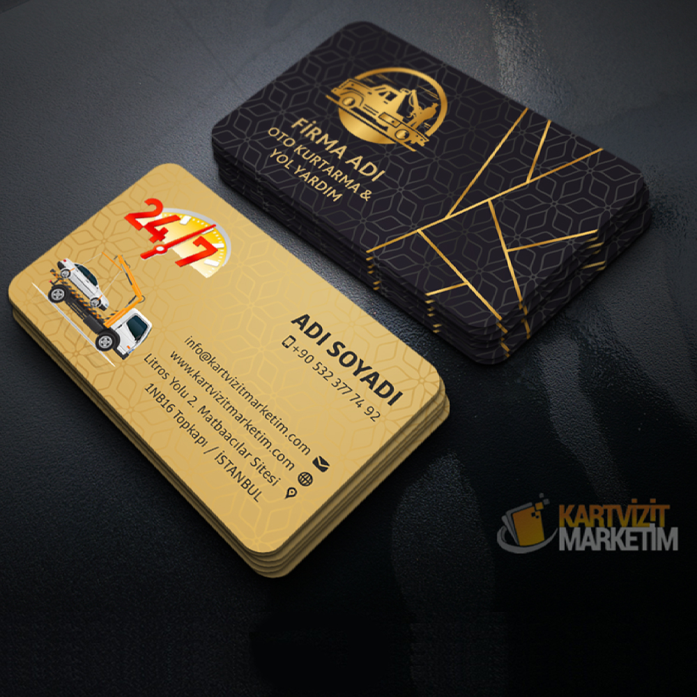 Oto Kurtarıcı Gold Renk Kartvizit