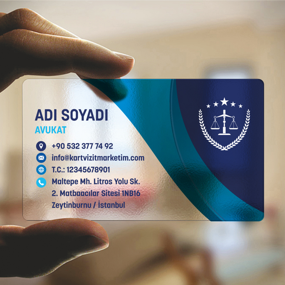 Mavi Tonlarında Şeffaf Avukat Kartvizit