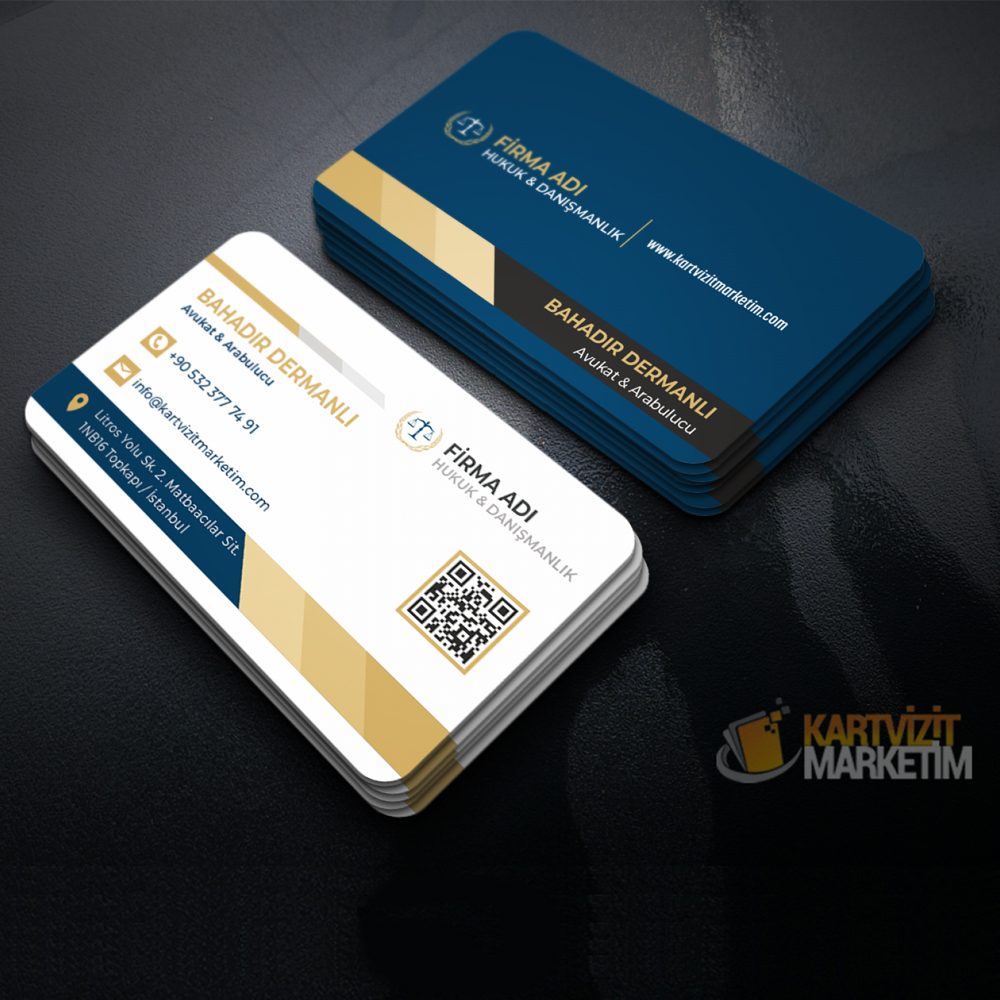 Altın & Lacivert Modern Avukat Kartvizit Avkrt-1191